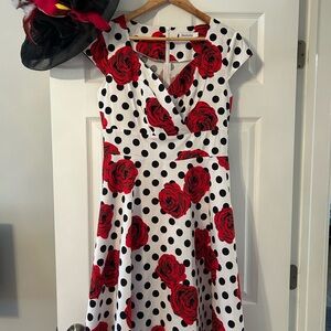 Red Rose Polka Dot Dress
